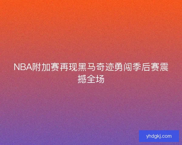 NBA附加赛再现黑马奇迹勇闯季后赛震撼全场